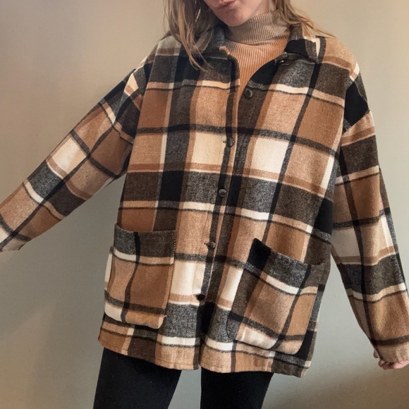 Plaid Shacket in Brown and Black - Picture 5 of 5